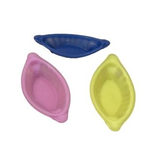 NEW‎ Set Of 3 Plastic Yellow, Blue, Pink, Oval Serving Bowl, 500ml